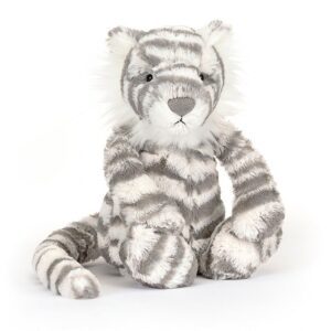 A picture of bashful Snow Tiger soft toy by Jellycat, London.