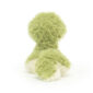 Jellycat Little Snake soft toy in light green and creamy white, back view.